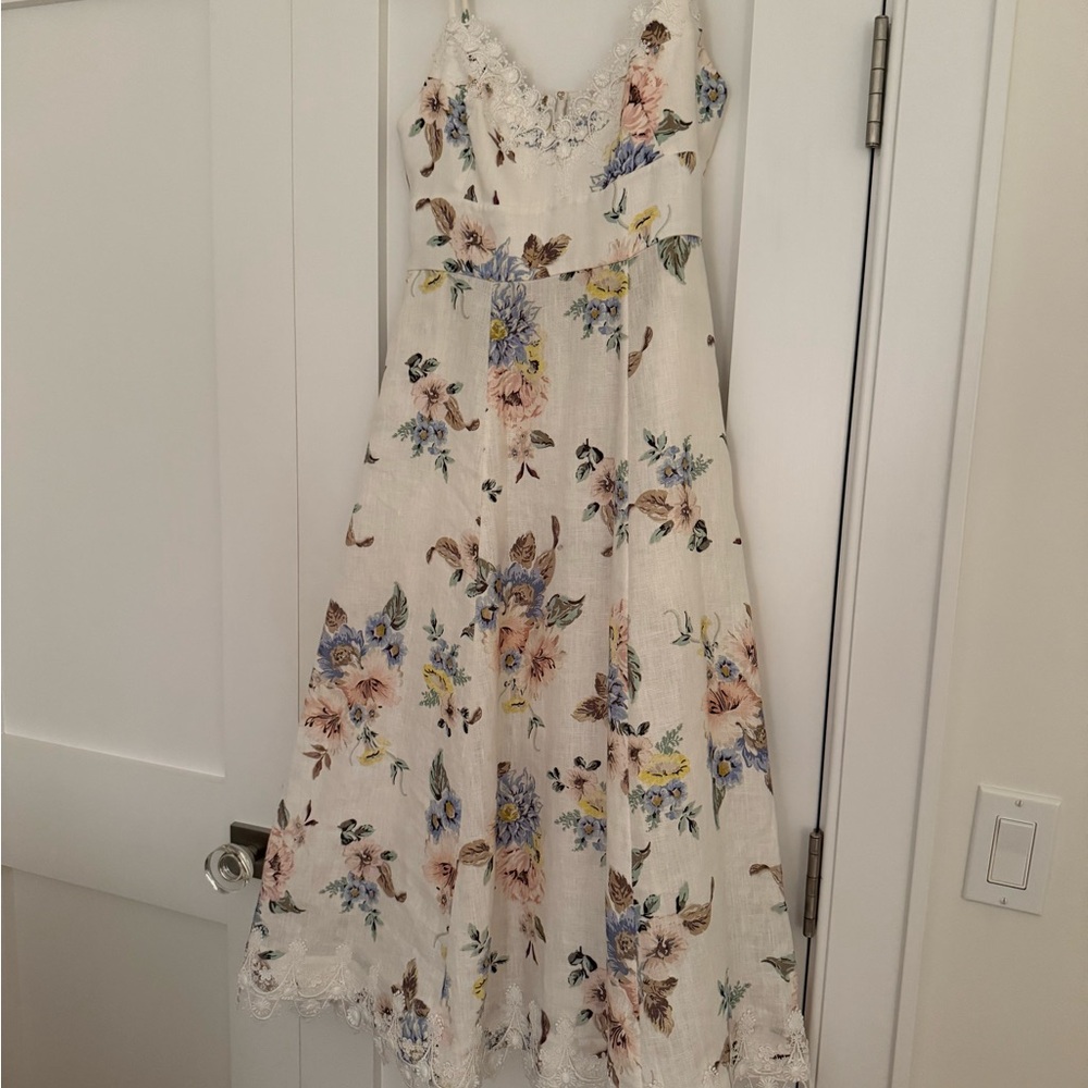 Zimmermann Floral Lace Linen Dress